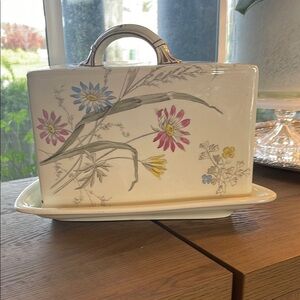 Victorian cheese dome/coaster Floral Serveware Set “Autumn” by